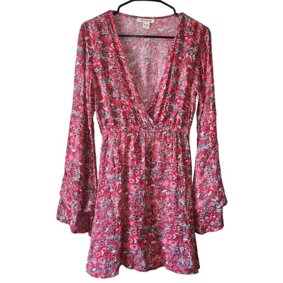 Billabong Bell Sleeve Mini Dress, L, Red floral - Picture 5 of 5